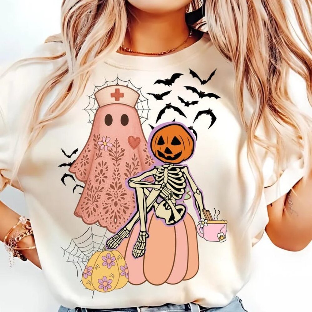 Retro Nurse Halloween Coquette Tee